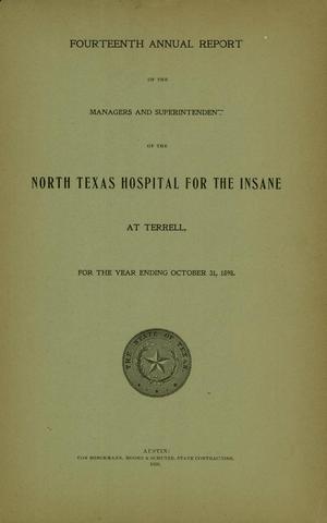 North Texas Hospital for the Insane Annual Report: 1898