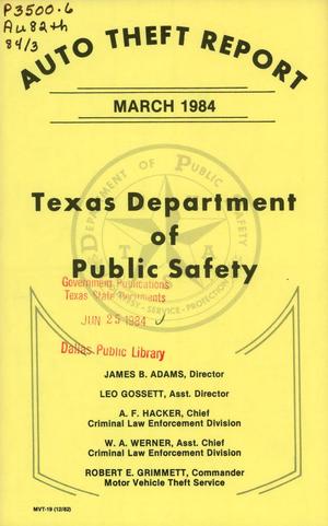 Primary view of object titled 'Texas Auto Theft Report: March 1984'.