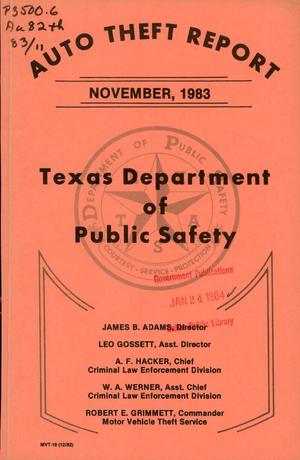 Primary view of object titled 'Texas Auto Theft Report: November 1983'.