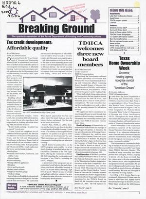 Primary view of object titled 'Breaking Ground, April - June 2001'.