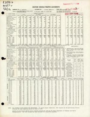 Primary view of object titled 'Summary of All Reported Accidents in Rural Areas of Texas for December 1982'.