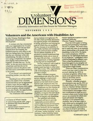 Primary view of object titled 'Volunteer Dimensions, November 1993'.