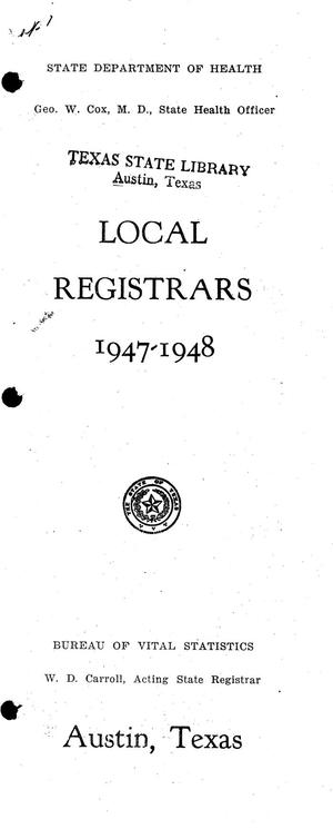 Primary view of object titled 'Local Registrars, 1947-1948'.