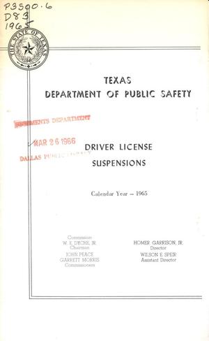 Primary view of object titled 'Texas Driver License Suspensions: 1965'.