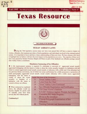 Primary view of object titled 'The Texas Resource, Volume 2, Number 4, Fall 1995'.
