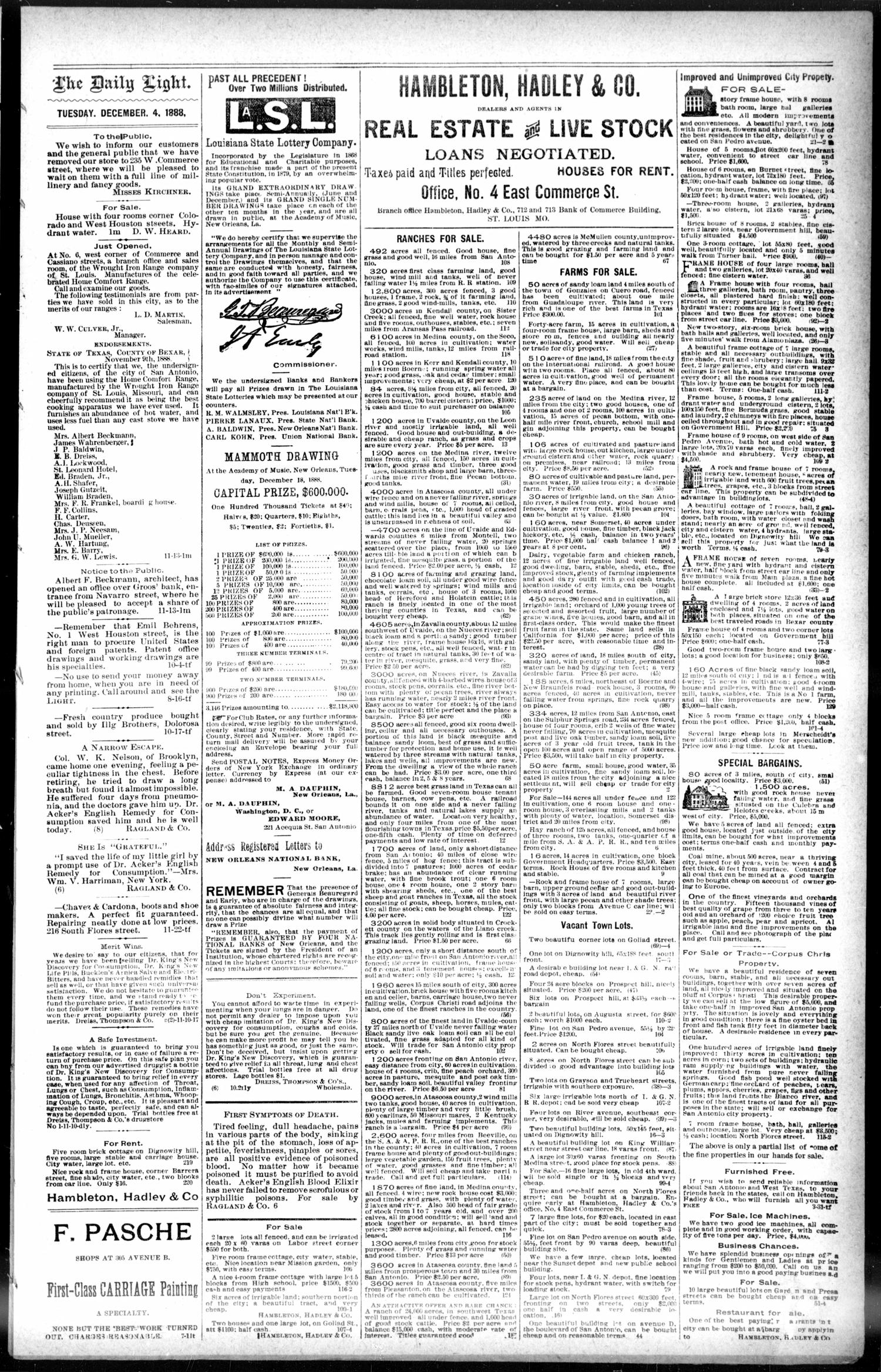San Antonio Daily Light. (San Antonio, Tex.), Vol. 8, No. 252, Ed. 1 Tuesday, December 4, 1888
                                                
                                                    [Sequence #]: 3 of 8
                                                