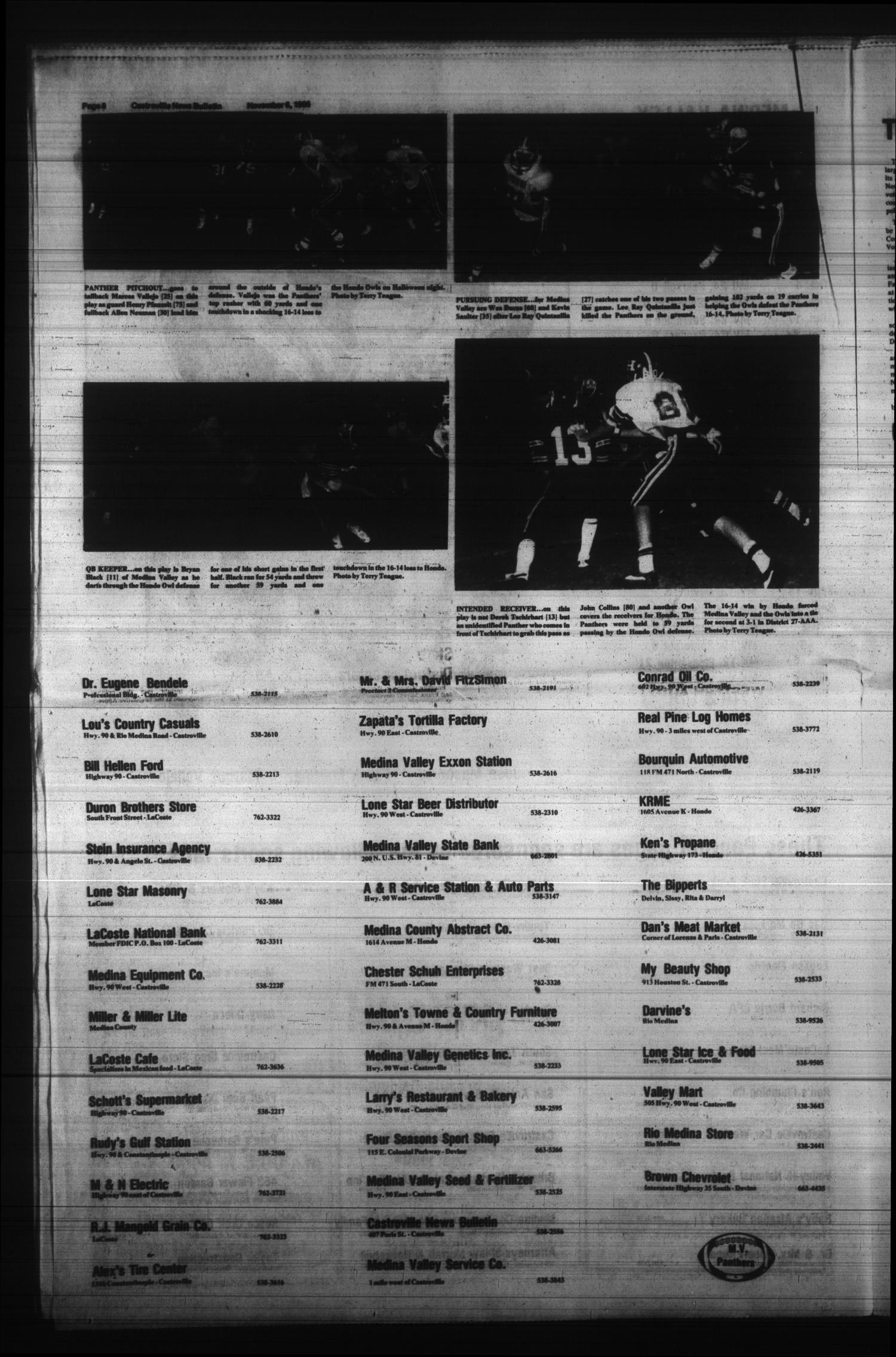 Castroville News Bulletin (Castroville, Tex.), Vol. 27, No. 45, Ed. 1 Thursday, November 6, 1986
                                                
                                                    [Sequence #]: 8 of 16
                                                