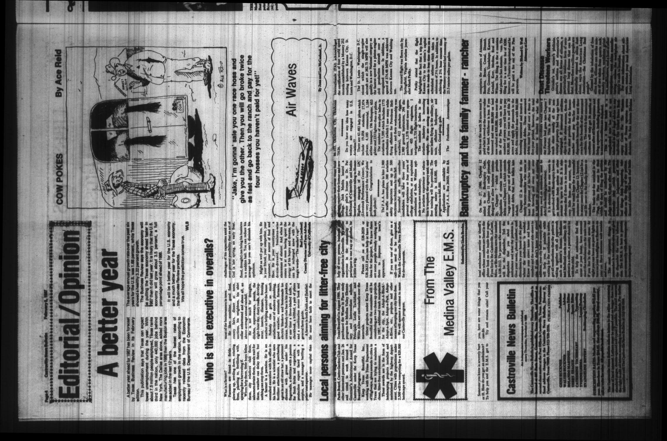 Castroville News Bulletin (Castroville, Tex.), Vol. 28, No. 6, Ed. 1 Thursday, February 5, 1987
                                                
                                                    [Sequence #]: 4 of 10
                                                