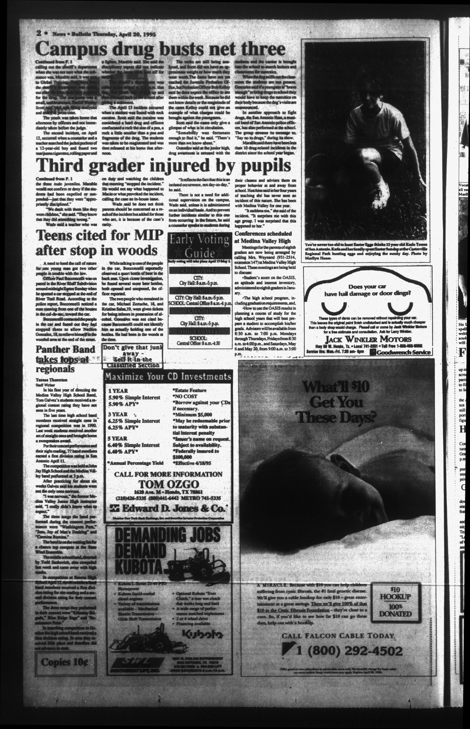 News Bulletin (Castroville, Tex.), Vol. 36, No. 16, Ed. 1 Thursday, April 20, 1995
                                                
                                                    [Sequence #]: 2 of 10
                                                