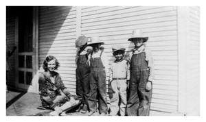 Primary view of object titled '[4 Young Boys With a Female Teacher]'.