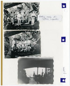 Primary view of object titled '[Photographs of Crew Getting Ready for Captain's Inspection on U.S.S. Keokuk]'.