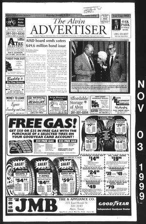 Primary view of object titled 'The Alvin Advertiser (Alvin, Tex.), Ed. 1 Wednesday, November 3, 1999'.