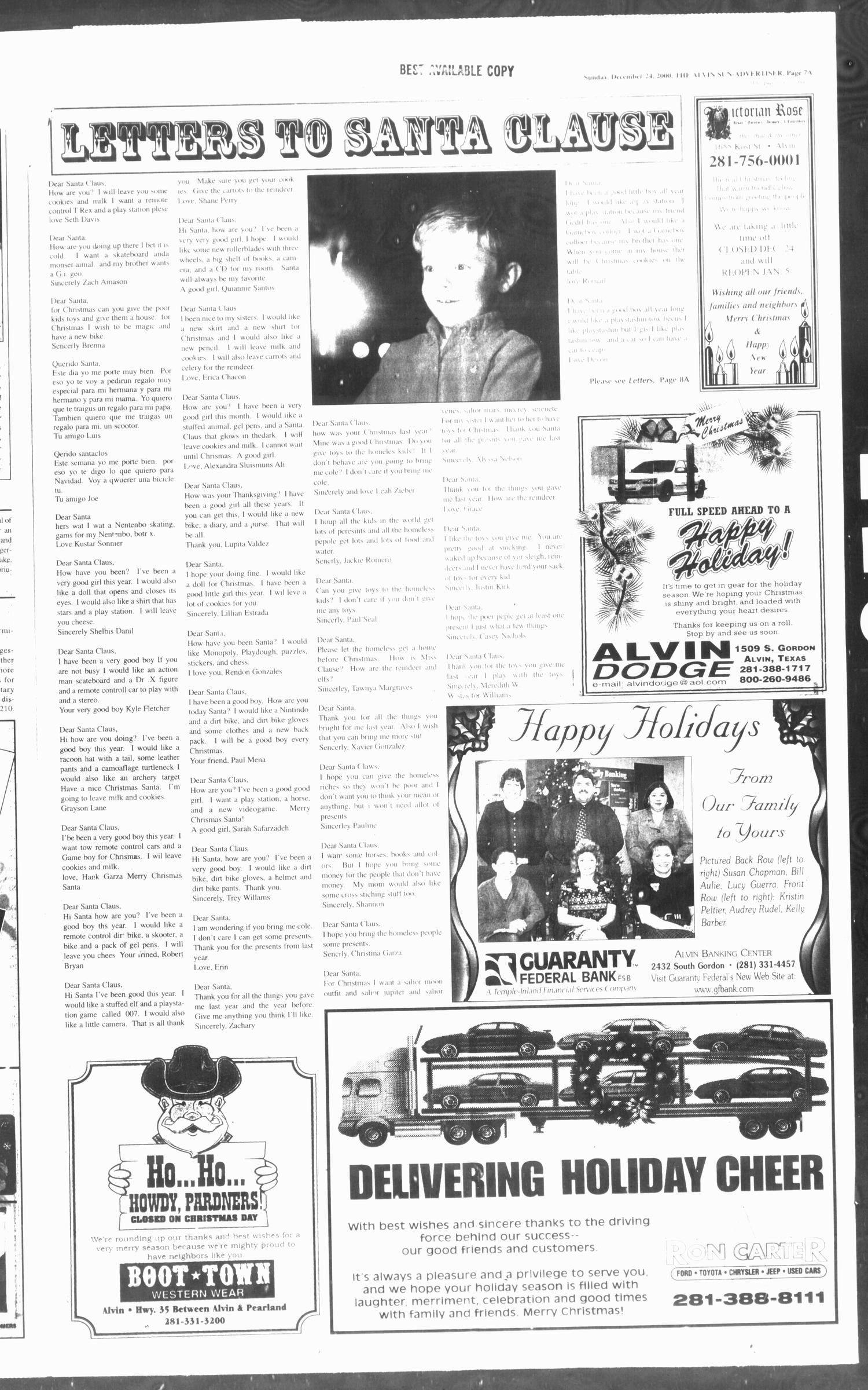 Alvin Sun-Advertiser (Alvin, Tex.), Vol. 109, No. 103, Ed. 1 Sunday, December 24, 2000
                                                
                                                    [Sequence #]: 7 of 42
                                                