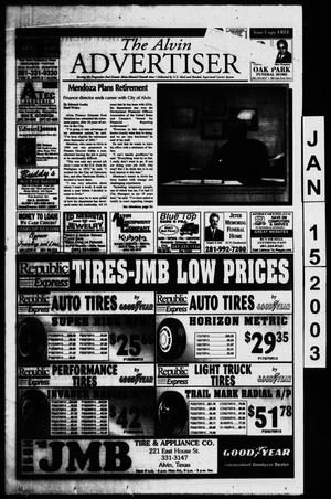 Primary view of object titled 'The Alvin Advertiser (Alvin, Tex.), Ed. 1 Wednesday, January 15, 2003'.