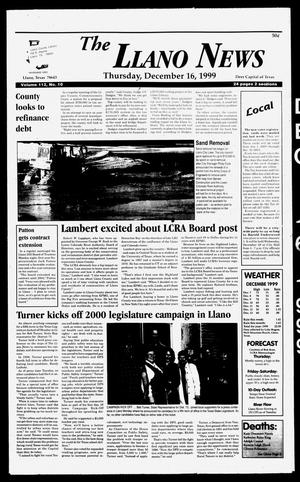 The Llano News (Llano, Tex.), Vol. 112, No. 10, Ed. 1 Thursday, December 16, 1999