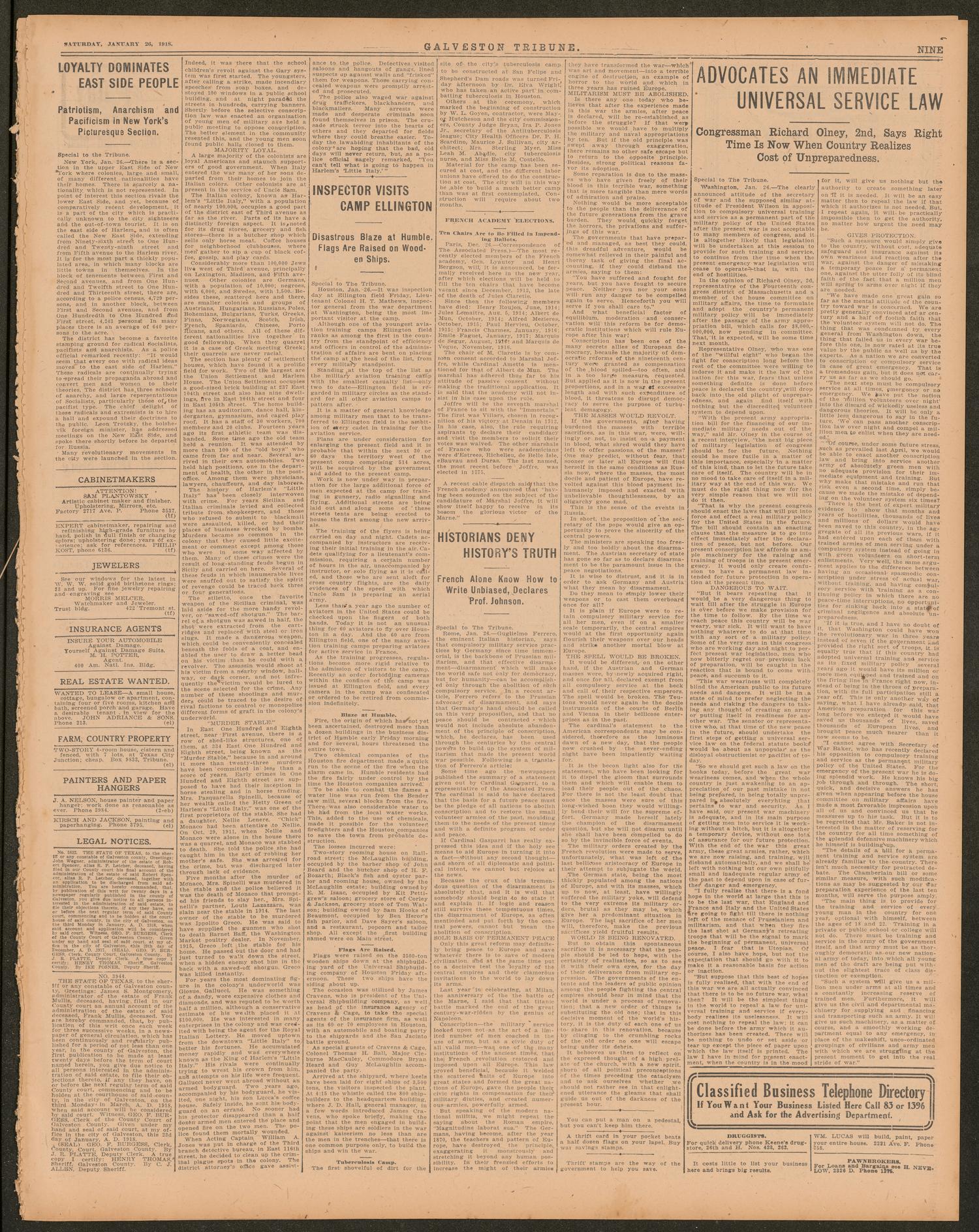 Galveston Tribune. (Galveston, Tex.), Vol. 38, No. 53, Ed. 1 Saturday, January 26, 1918
                                                
                                                    [Sequence #]: 9 of 10
                                                