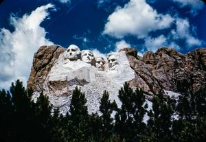 Primary view of object titled '[Mount Rushmore Pictured From Below]'.