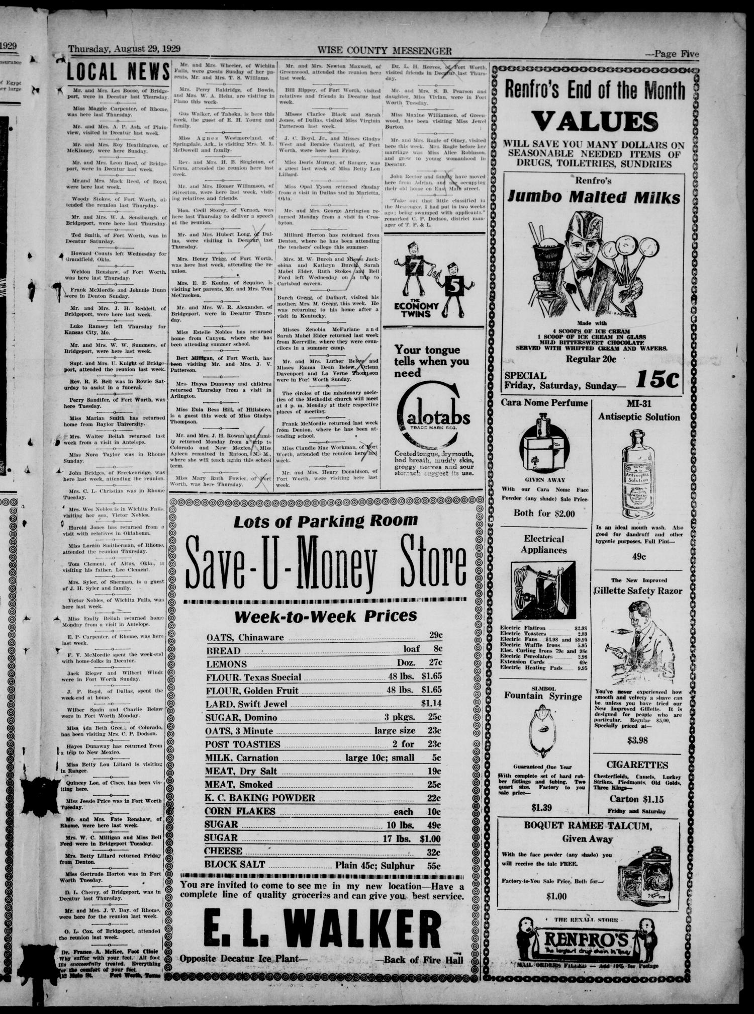 Wise County Messenger (Decatur, Tex.), Vol. 50, No. 35, Ed. 1 Thursday, August 29, 1929
                                                
                                                    [Sequence #]: 5 of 8
                                                