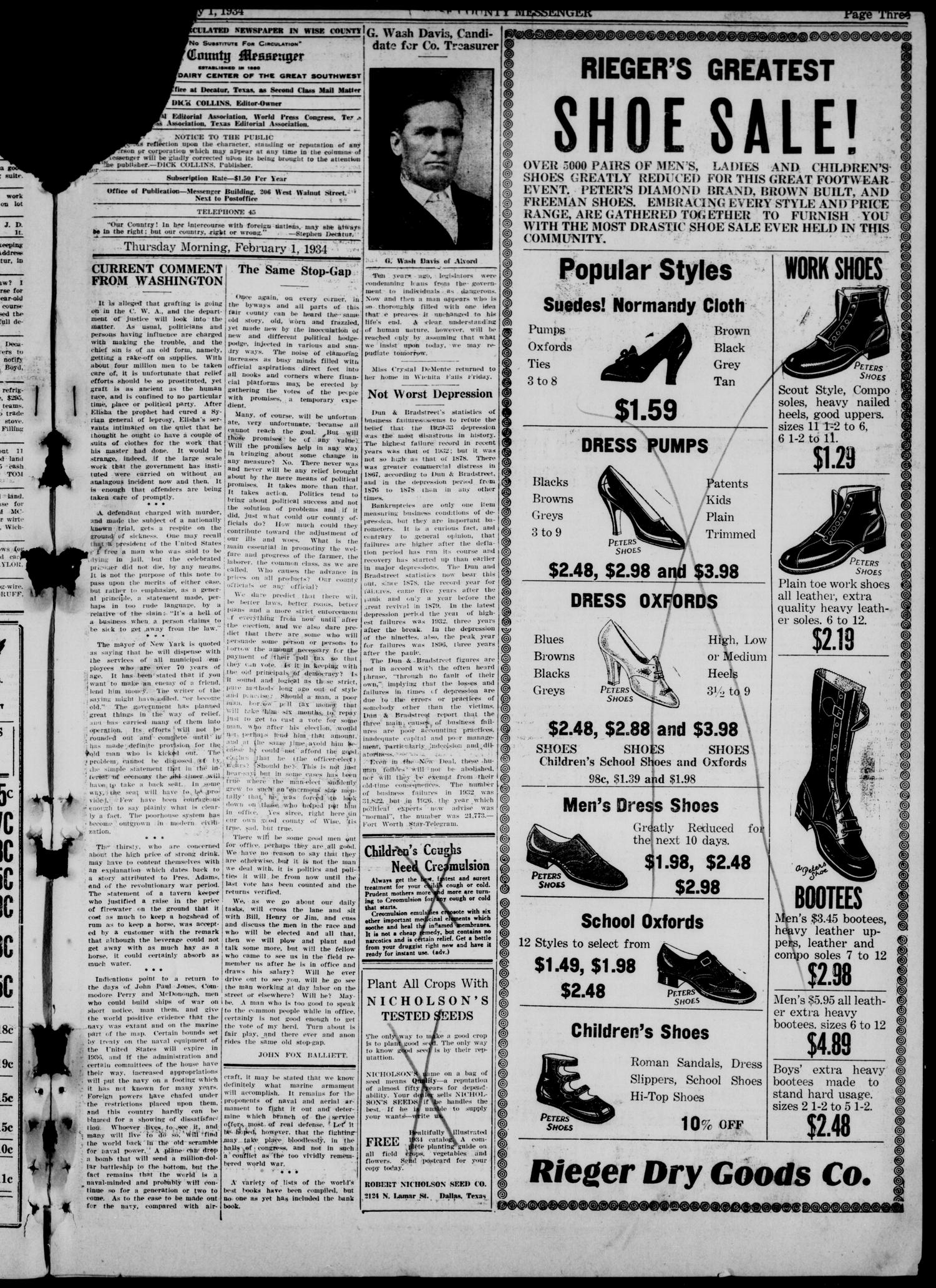 Wise County Messenger (Decatur, Tex.), Vol. 54, No. 5, Ed. 1 Thursday, February 1, 1934
                                                
                                                    [Sequence #]: 3 of 8
                                                