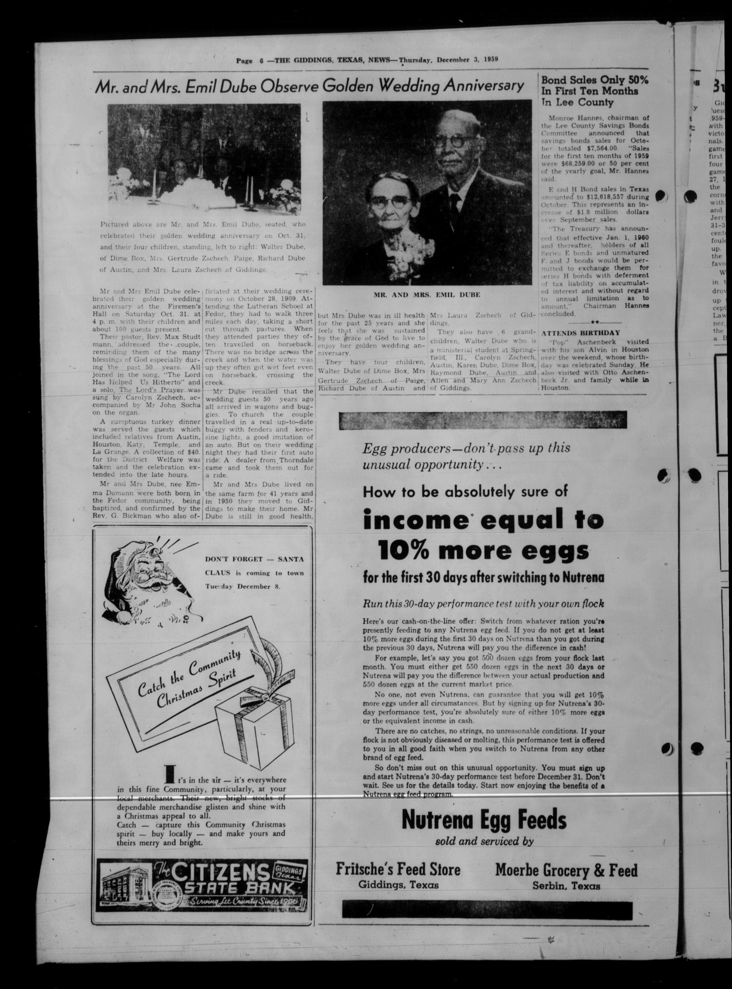 The Giddings News (Giddings, Tex.), Vol. 71, No. 2, Ed. 1 Thursday, December 3, 1959
                                                
                                                    [Sequence #]: 6 of 20
                                                