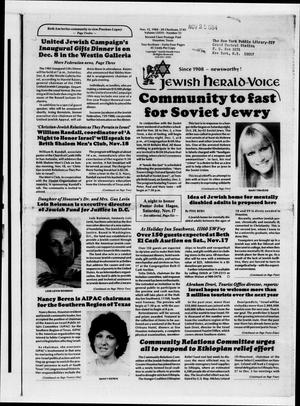 Primary view of object titled 'Jewish Herald-Voice (Houston, Tex.), Vol. 76, No. 33, Ed. 1 Thursday, November 15, 1984'.