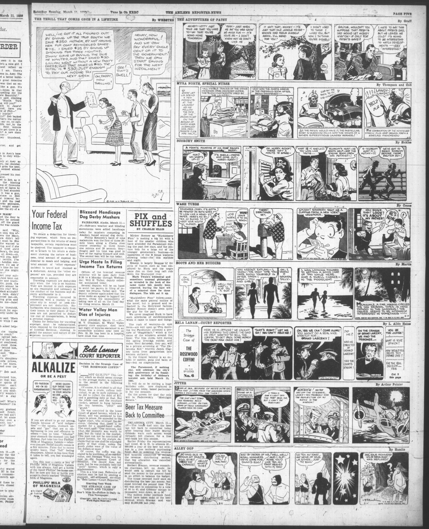 The Abilene Reporter-News (Abilene, Tex.), Vol. 58, No. 281, Ed. 2 Saturday, March 11, 1939
                                                
                                                    [Sequence #]: 5 of 10
                                                