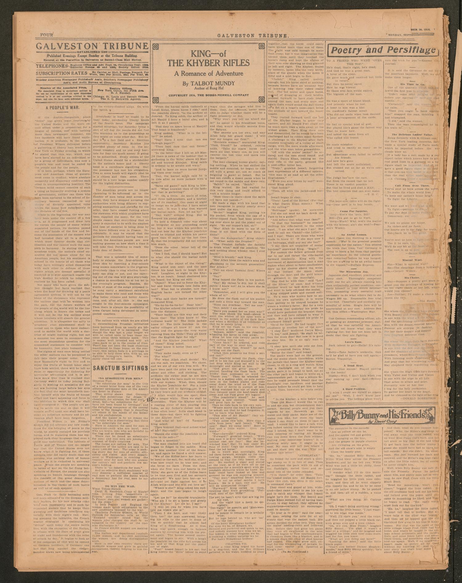 Galveston Tribune. (Galveston, Tex.), Vol. 38, No. 264, Ed. 2 Monday, September 30, 1918
                                                
                                                    [Sequence #]: 4 of 4
                                                