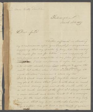 [Letter from William White Bancker to his Aunt Hetty Teackle - March 28, 1837]