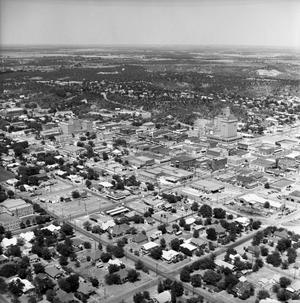 Primary view of object titled '[An Aerial Picture of Downtown Mineral Wells]'.