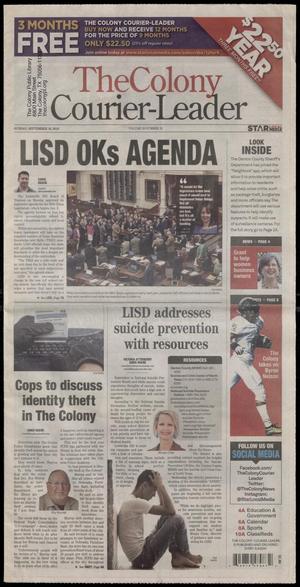 Primary view of The Colony Courier-Leader (The Colony, Tex.), Vol. 38, No. 32, Ed. 1 Sunday, September 16, 2018