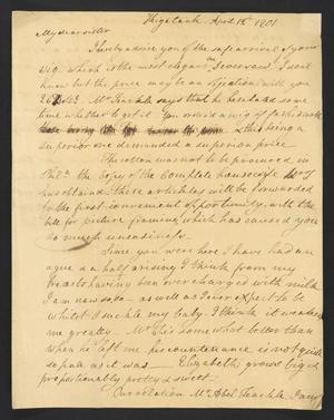 Primary view of [Letter from Elizabeth Upshur Teackle to her sister, Ann Upshur Eyre - April 12, 1801]