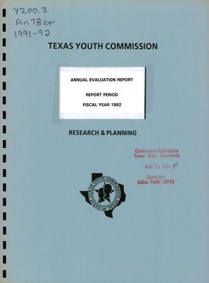 Primary view of object titled 'Texas Youth Commission Annual Evaluation Report: 1992'.