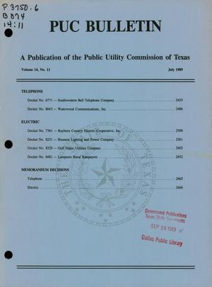 Primary view of object titled 'PUC Bulletin, Volume 14, Number 11, July 1989'.