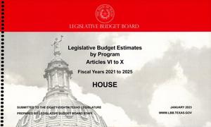 Primary view of Texas House Legislative Budget Estimates by Program: Fiscal Years 2021 to 2025, Articles 6 to 10