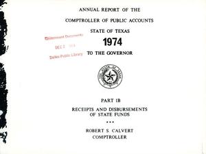 Texas Comptroller of Public Accounts Annual Report: 1974, Part 1B