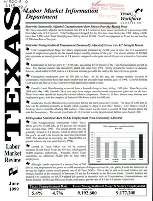 Primary view of object titled 'Texas Labor Market Review, June 1999'.