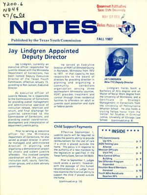 Primary view of Texas Youth Commission Notes, Fall 1987