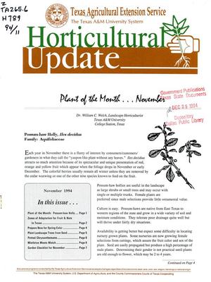 Primary view of object titled 'Horticultural Update, November 1994'.