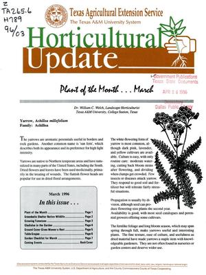 Primary view of object titled 'Horticultural Update, March 1996'.