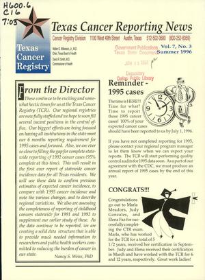 Primary view of object titled 'Texas Cancer Reporting News, Volume 7, Number 3, Summer 1996'.