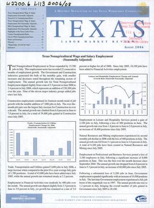 Primary view of object titled 'Texas Labor Market Review, August 2006'.