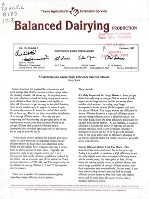 Primary view of object titled 'Balanced Dairying: Production, Volume 17, Number 3, October 1993'.