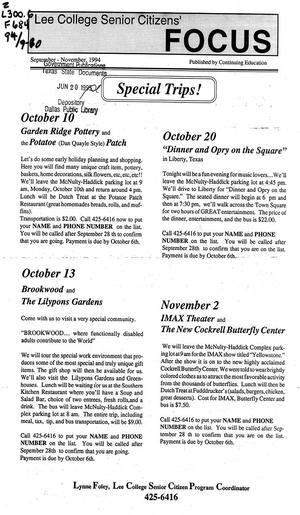 Lee College Senior Citizens' Focus, September/November 1994