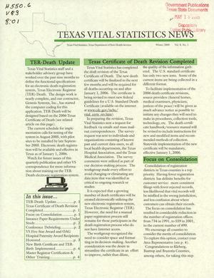 Primary view of object titled 'Texas Vital Statistics News, Volume 8, Number 1, Winter 2005'.