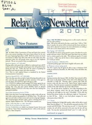 Primary view of object titled 'Relay Texas Newsletter, January 2001'.
