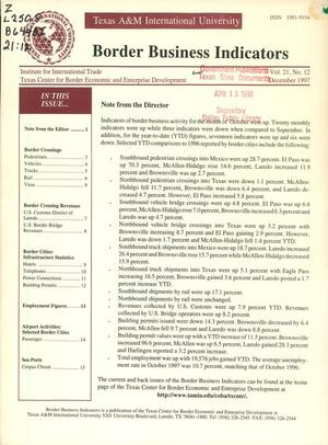 Primary view of object titled 'Border Business Indicators, Volume 21, Number 12, December 1997'.