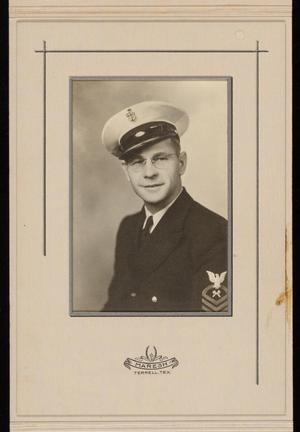 Primary view of object titled '[Portrait of an Unknown Service Man in Navy Uniform]'.