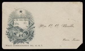 Primary view of object titled '[Name Card for Mrs. R. R Beville]'.