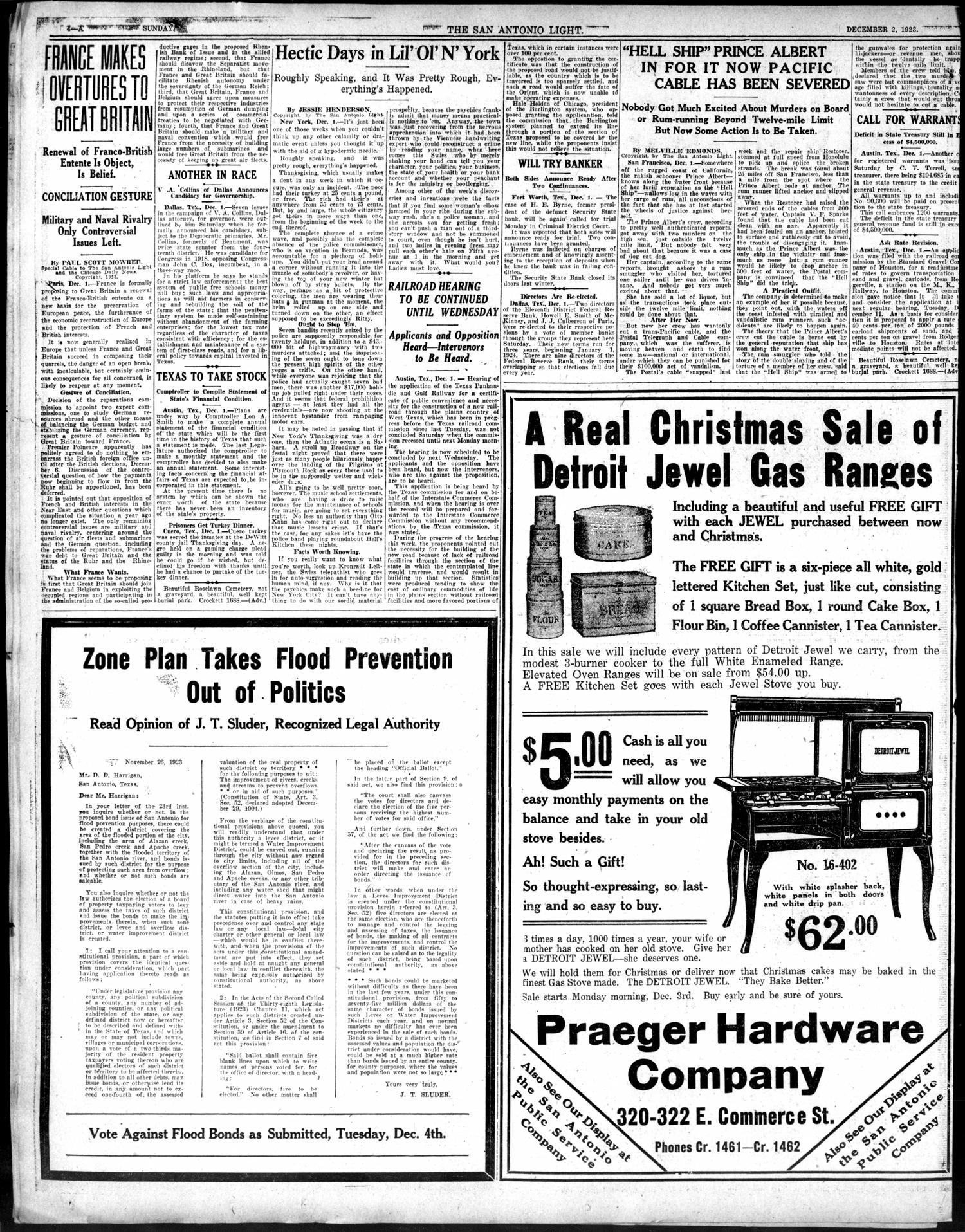 The San Antonio Light (San Antonio, Tex.), Vol. 43, No. 317, Ed. 1 Sunday, December 2, 1923
                                                
                                                    [Sequence #]: 4 of 68
                                                