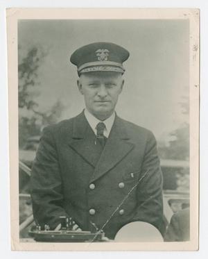 Primary view of object titled '[Captain Chester W. Nimitz and Toy Ship]'.